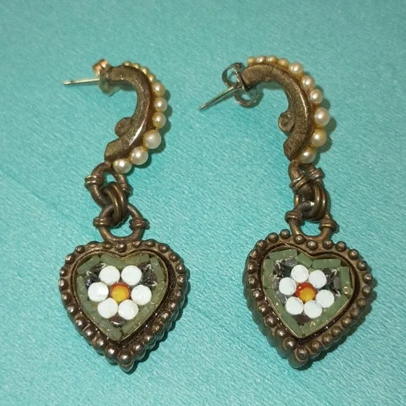 Roxanne Assoulin Vintage Glass  Micro Mosaic Pierced Earrings - Picture 5 of 8